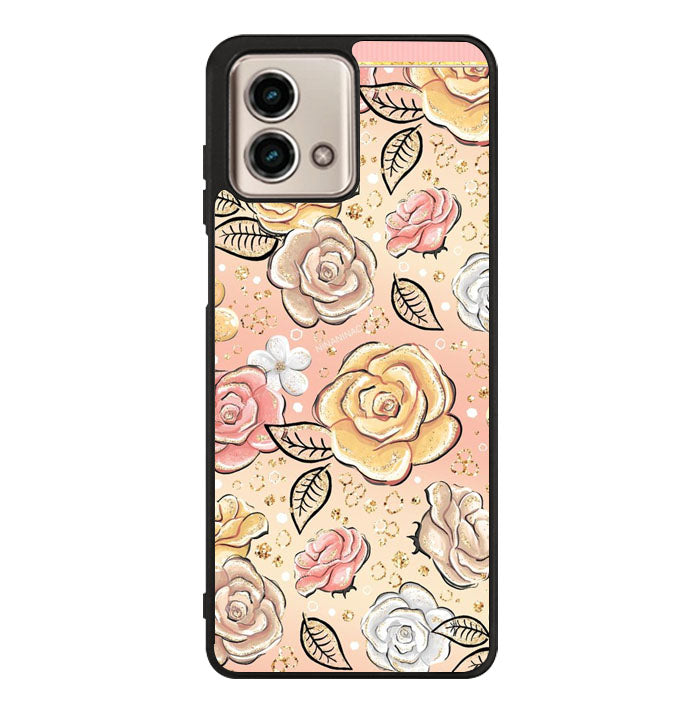 Gold Glitter Flowers Motorola Moto G Stylus 5G 2023 Case CN4217